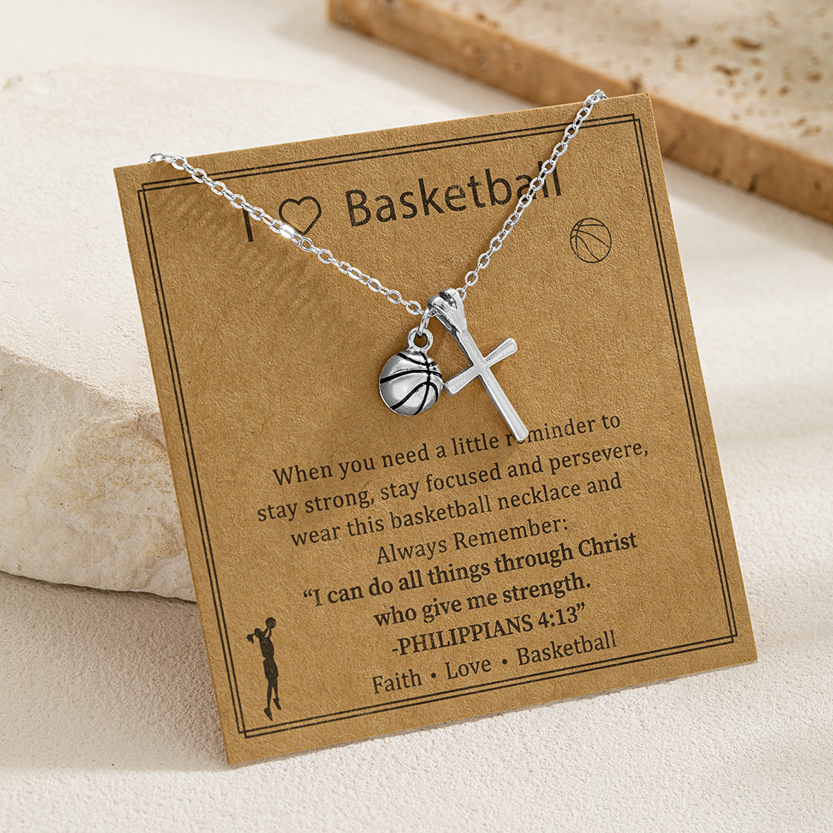 Sports Style Card Alloy Love Cross Basketball Necklaces