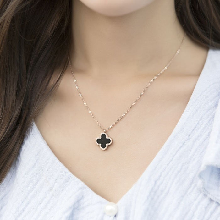 Clover Female Titanium Steel Double-sided Clavicle Necklaces