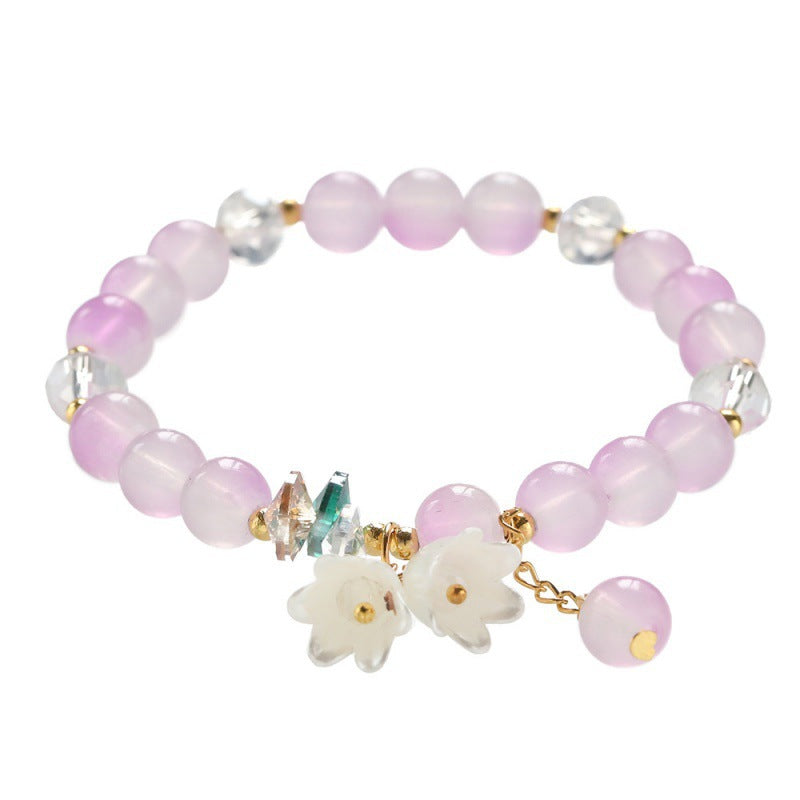 Cream Two-tone Lily White High-grade Crystal String Beads Bracelets