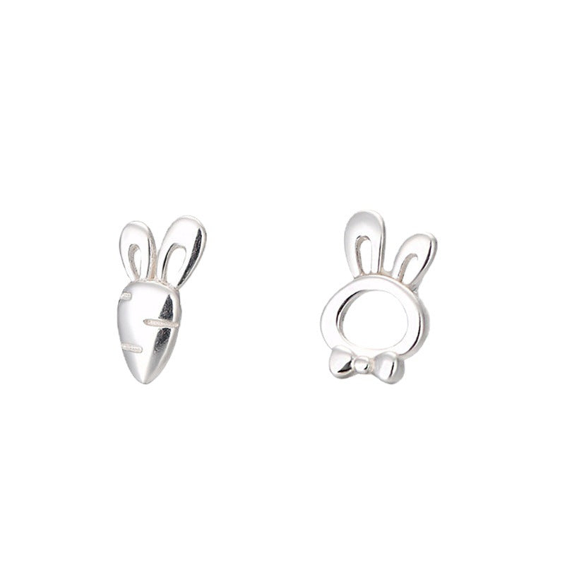 Women's Sterling Sier Radish Rabbit Sweet Small Cute Sleeping No Stud Earrings