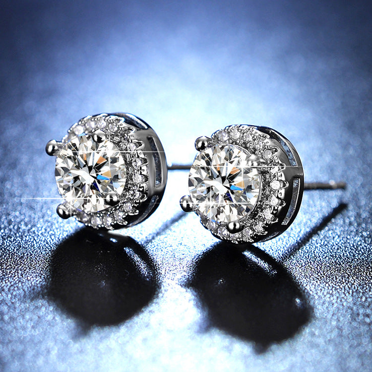 Simulation Moissanite Round Bag Lady Temperament Karat Earrings