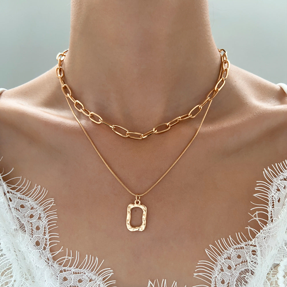 Square Fashion Temperamental Minority Design Metal Necklaces