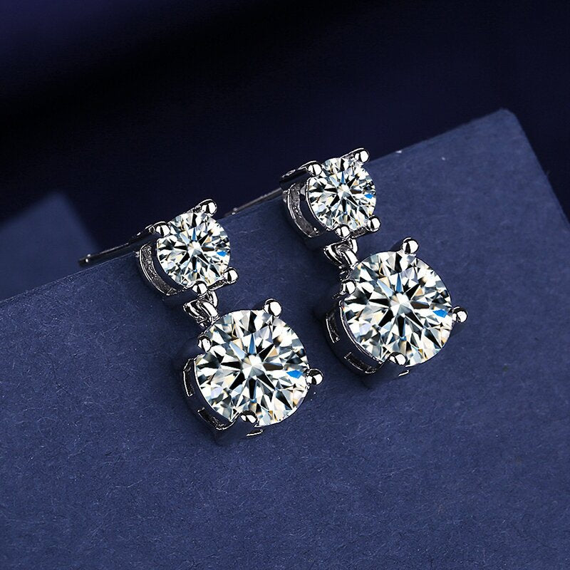 Women's Copper Inlaid Zircon Geometric Eardrops Fashion Earrings