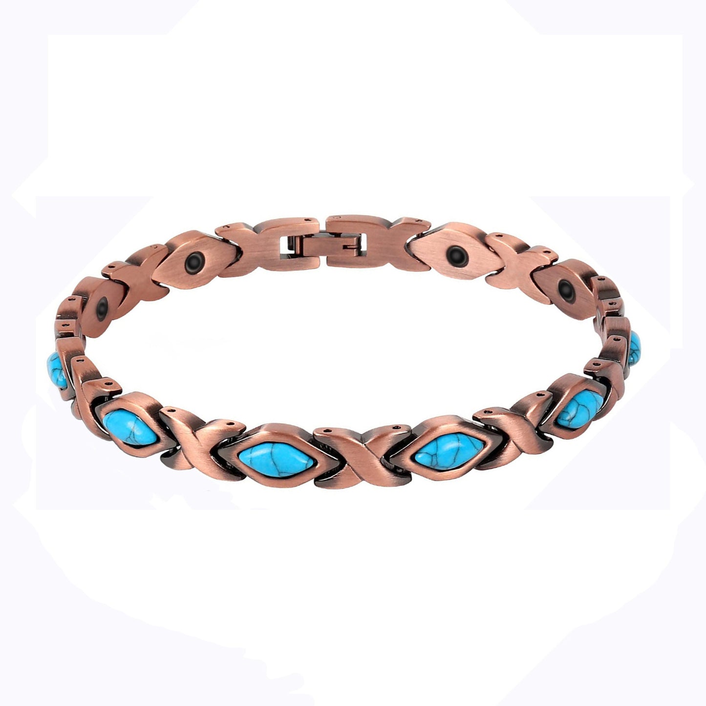 Bracelets créatifs rétro avec aimant Gauss Turquoise losange