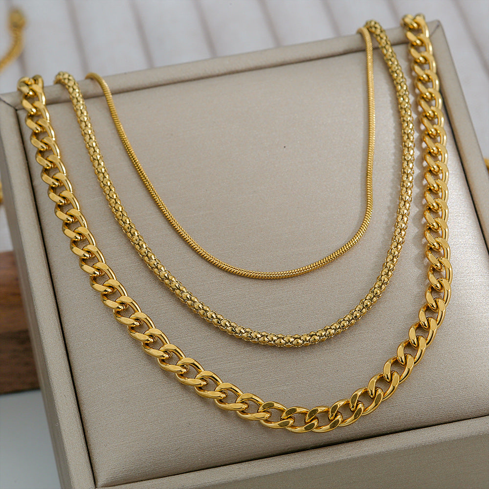 Thin Twin Snake Bone Clavicle Titanium Steel Necklace