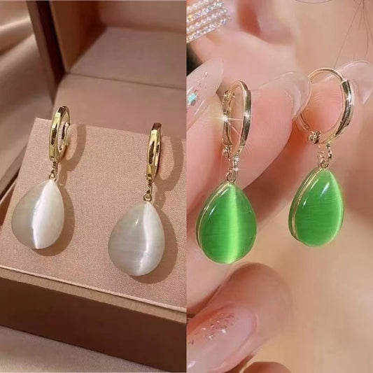 Korean Style Niche Design Trend Water Drop Cat Eye Fashion Earrings
