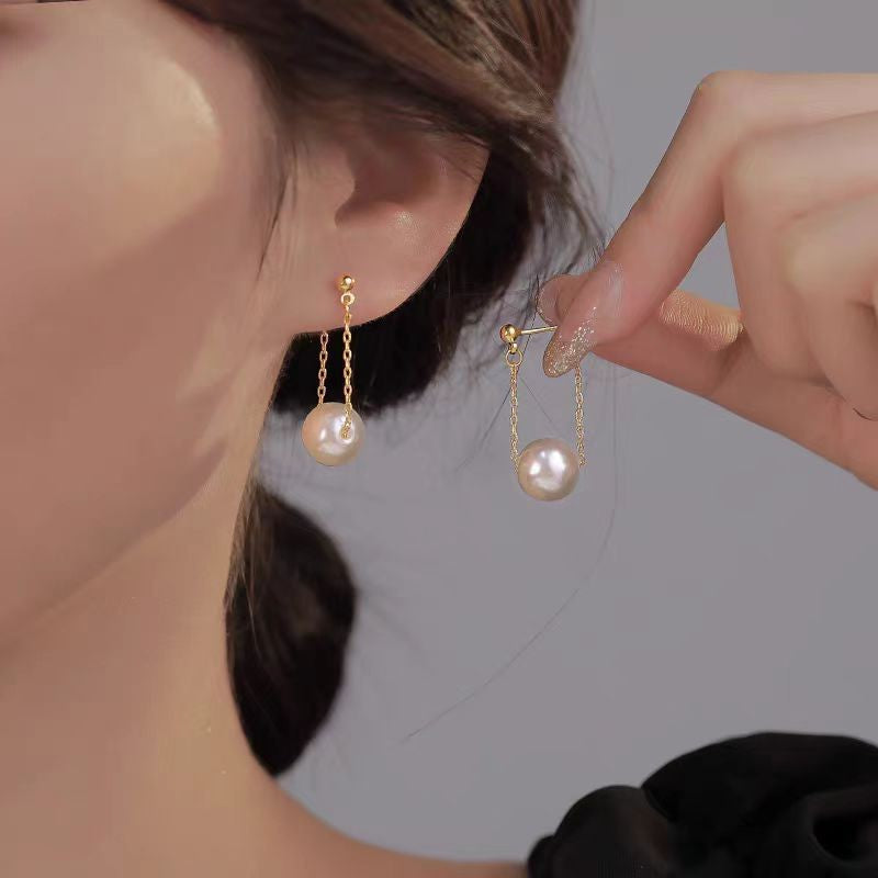 Gentle Temperamental Pearl High-grade Diamond Decorations Niche Stud Earrings