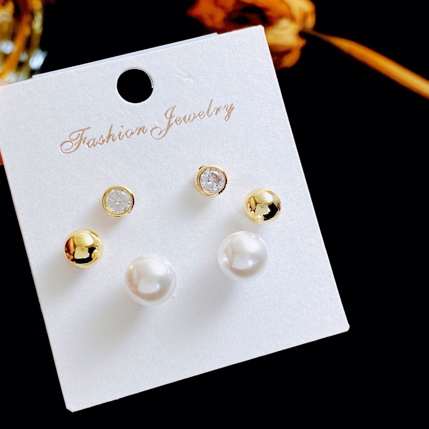 Women's Three Pairs Storage Ear High Sense Earrings