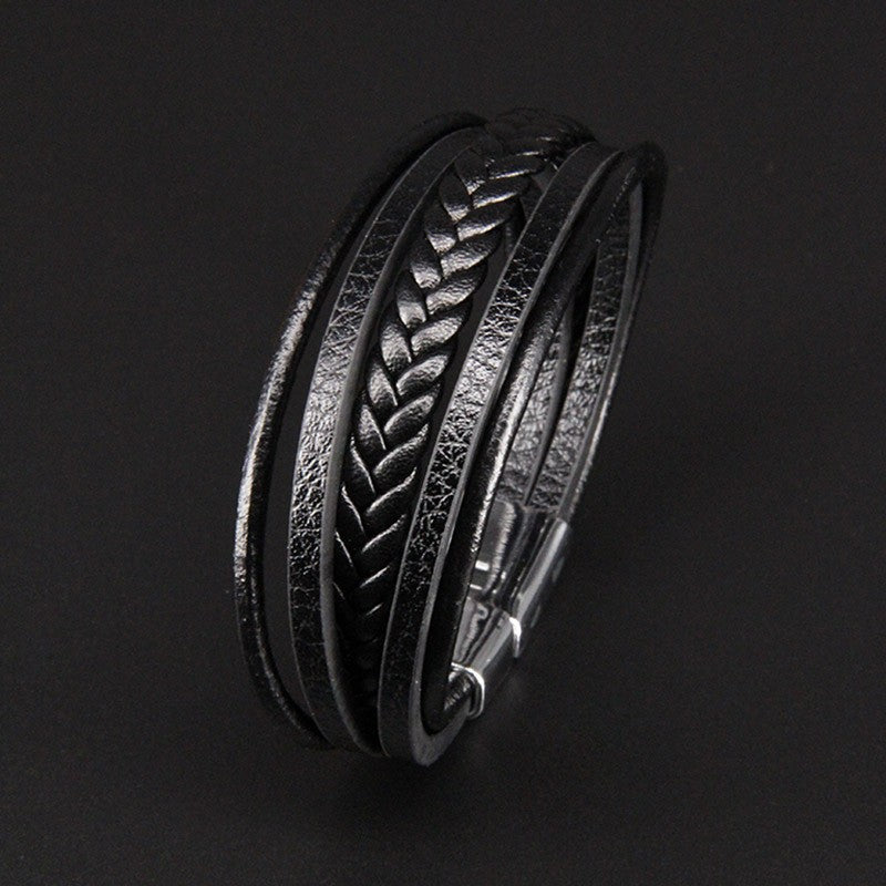 Men's Hand Weaving Jewelry Leather Rope Magnetic Bracelets