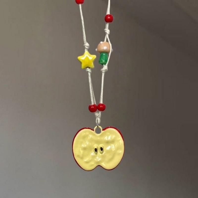Women's Fun Cute Big Ears Ceramic Puppy Necklace