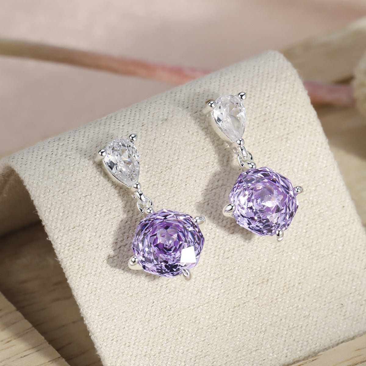 Pearl Colorful Zircon Female Fresh Temperament Stud Earrings