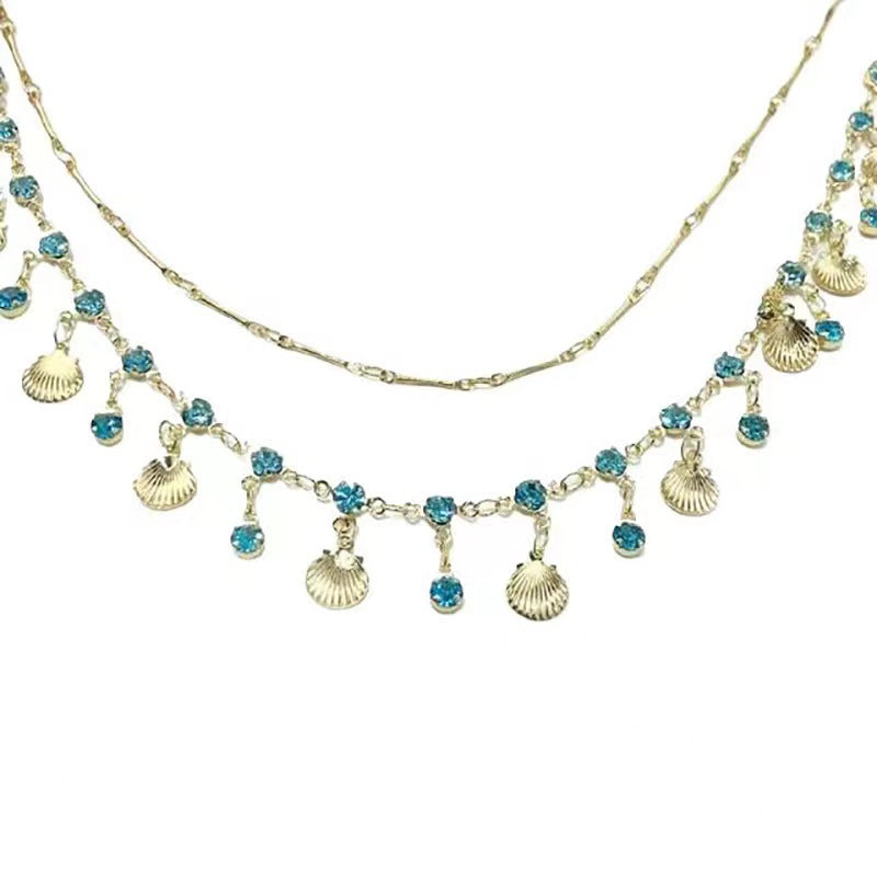 Blue Love Shell Exquisite Unique Slim Chain Necklace