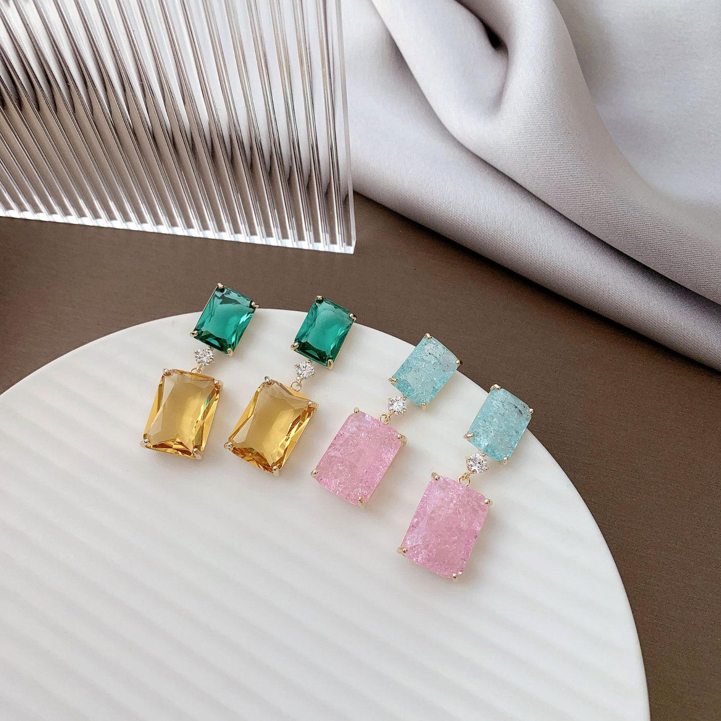 Women's Summer Fresh Temperament Sier Ear Ice Crack Rings