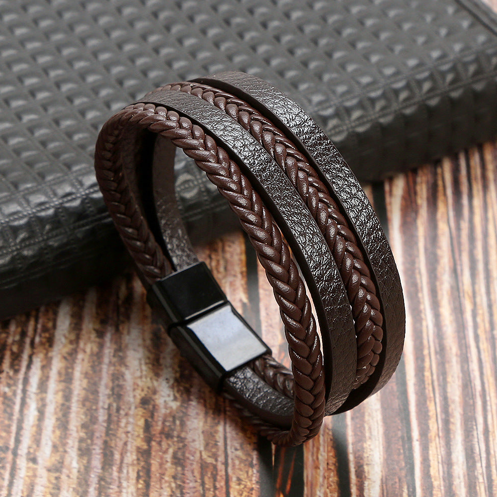 Men's Fashion Woven Alloy Magnetic Buckle Bracelets