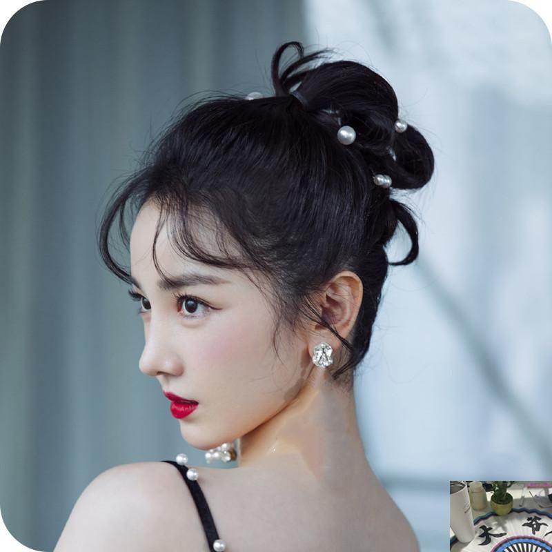 Chen Headdress Clip Hair Decorative Button Bean Ring