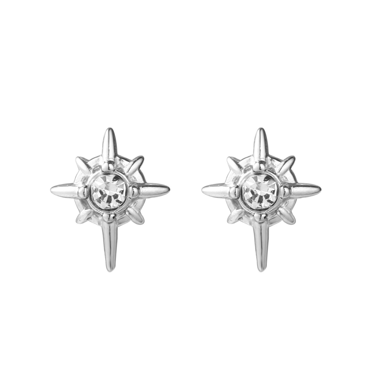Women's & Men's Black White Titanium Steel Eight Awn Star Inlaid Zircon Rings