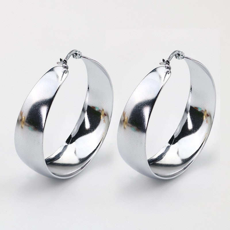Women's Stylish Simple Personality Trendy High Profile Large Titanium Steel Clip Ear Buckle