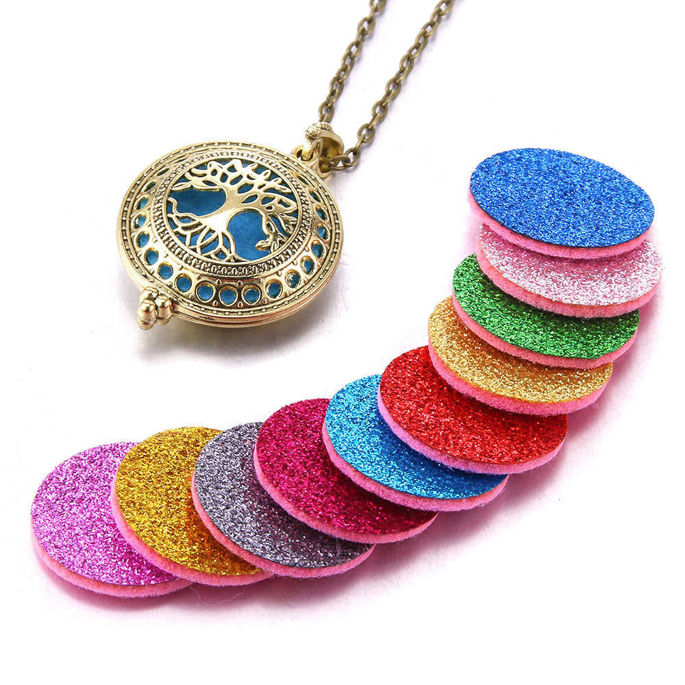Hollow Lucky Tree Round Alloy Medal Charm Necklace