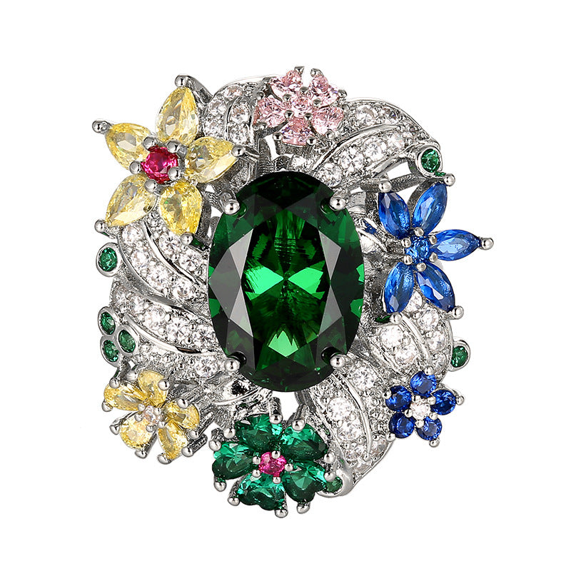 Women's Bright Peacock Emerald Open Premium Affordable Luxury Fashion Ring