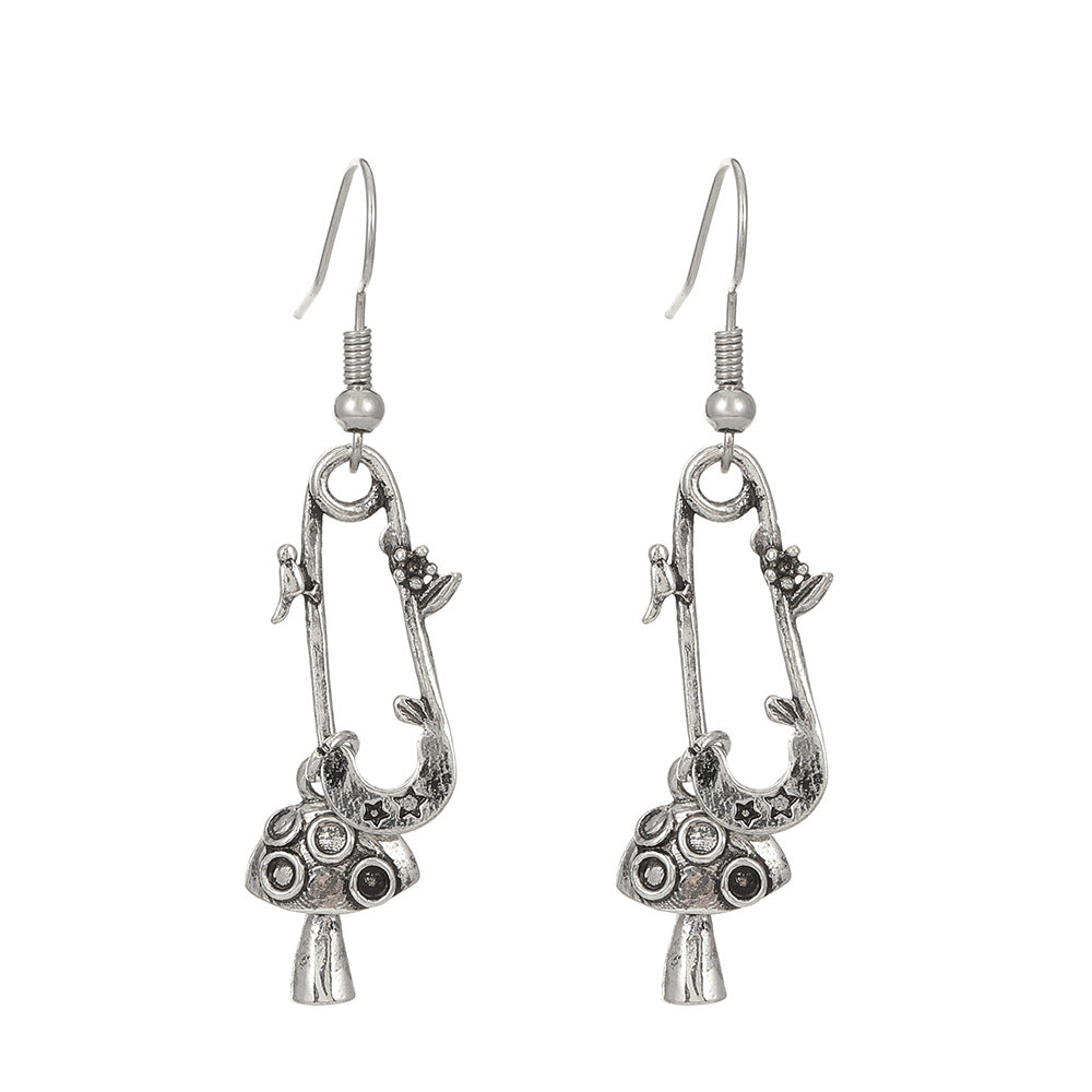 Boucles d'oreilles en forme de champignon à clip simple, ailes de chauve-souris gothiques pour femmes