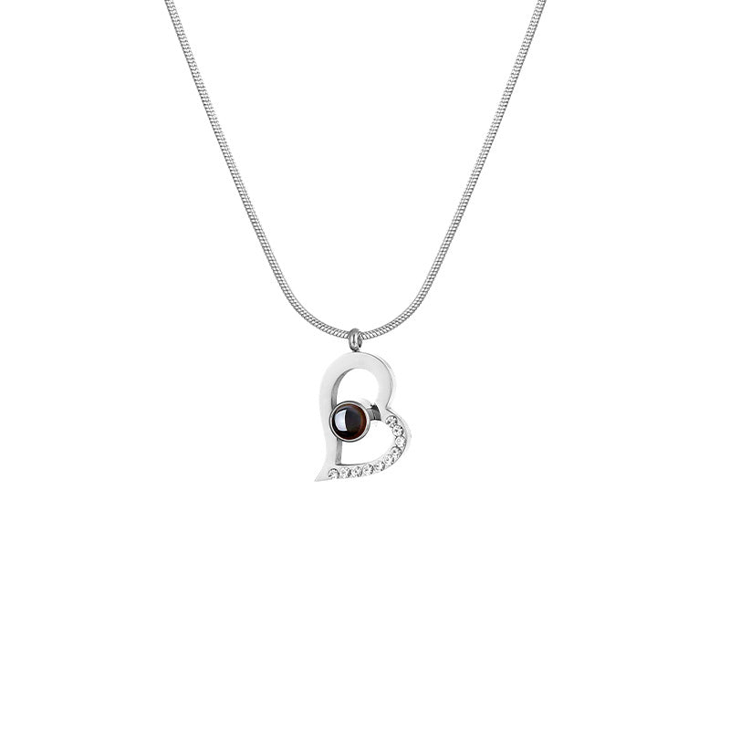 Steel Language Love You Small Beads Projection Special Interest Light Necklace