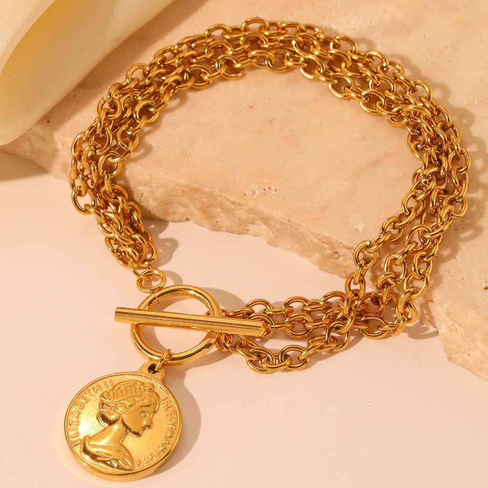 Women's Chain Buckle Beauty Head Hip Hop Bracelet