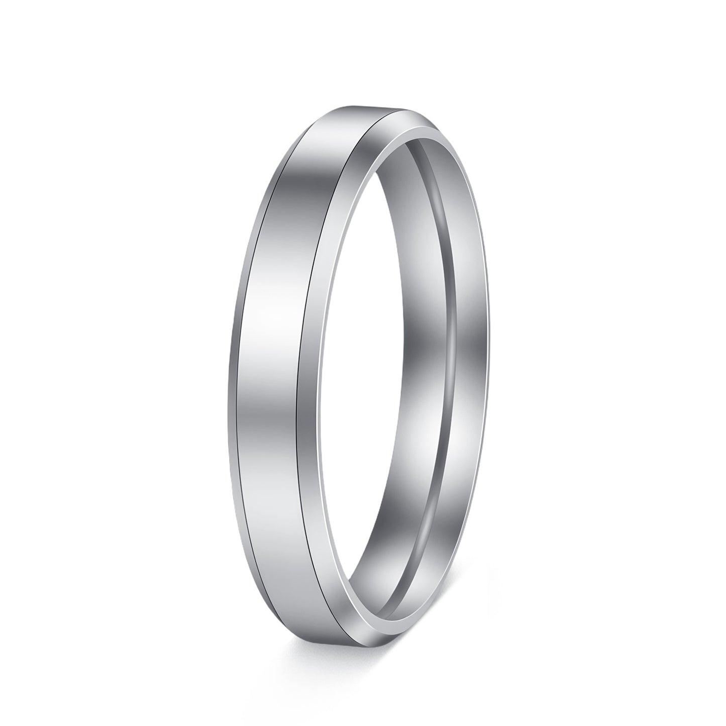 Women's & Men's Glossy Double Beveled Titanium Steel Wide Fashion Ring