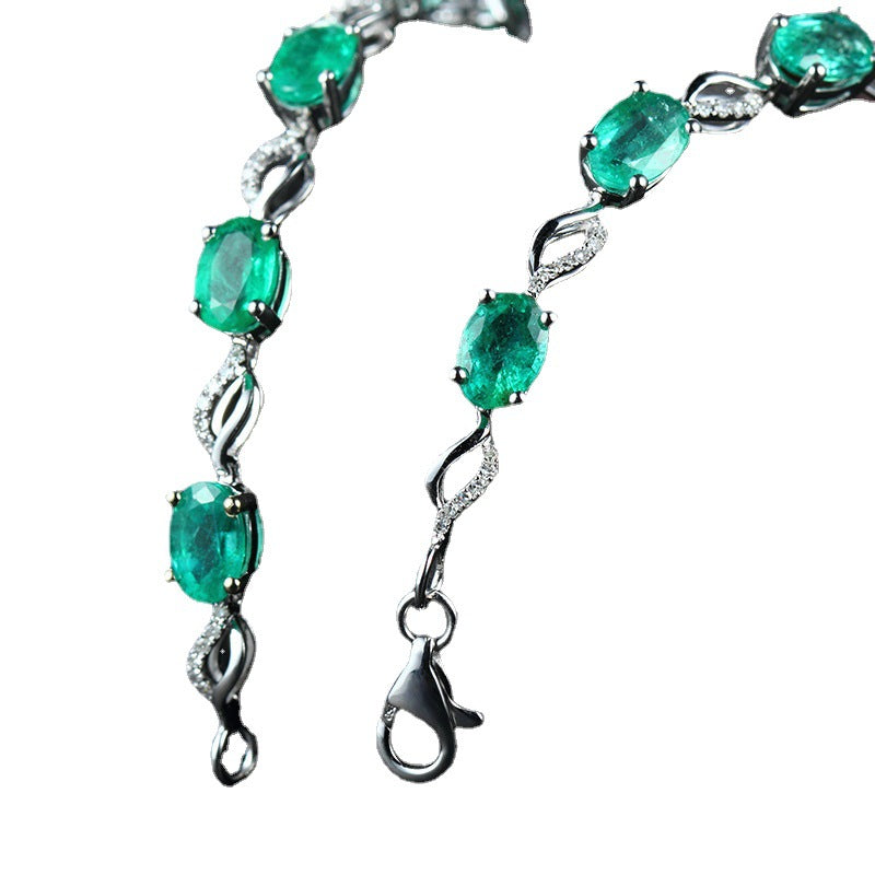 Colored Gems Series Creative Emerald Sier Bracelets