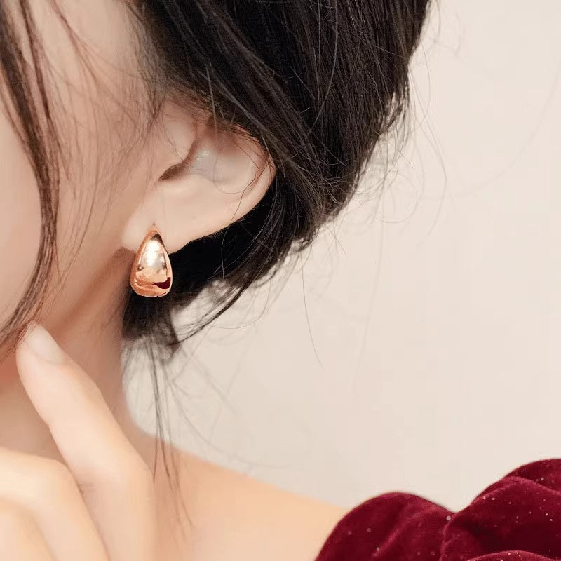 Women's Drip Glazed Red Water Drop Ear Clip Light Luxury High-grade Earrings