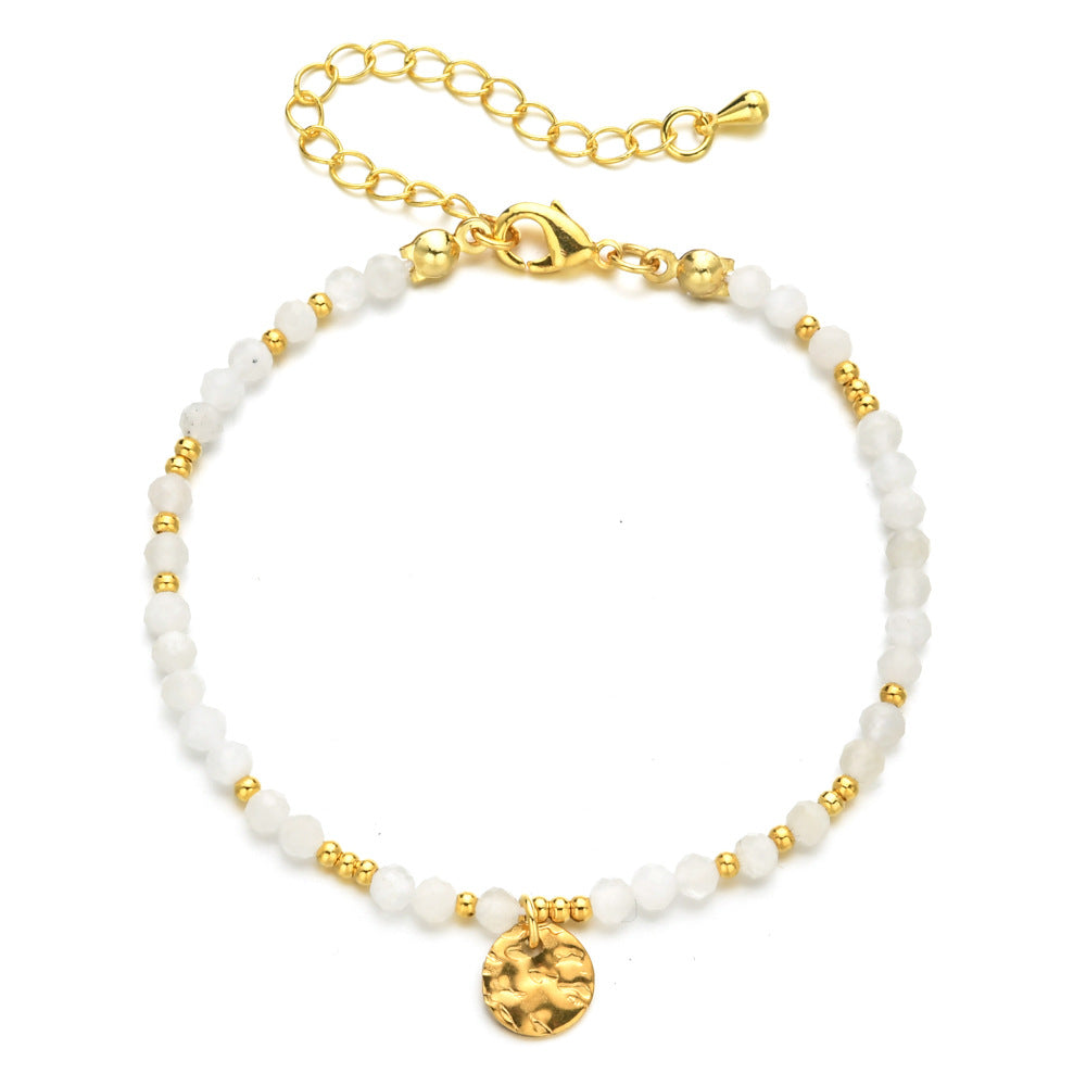 Natural Stone Beaded Ethnic Style Stainless Steel Bracelet