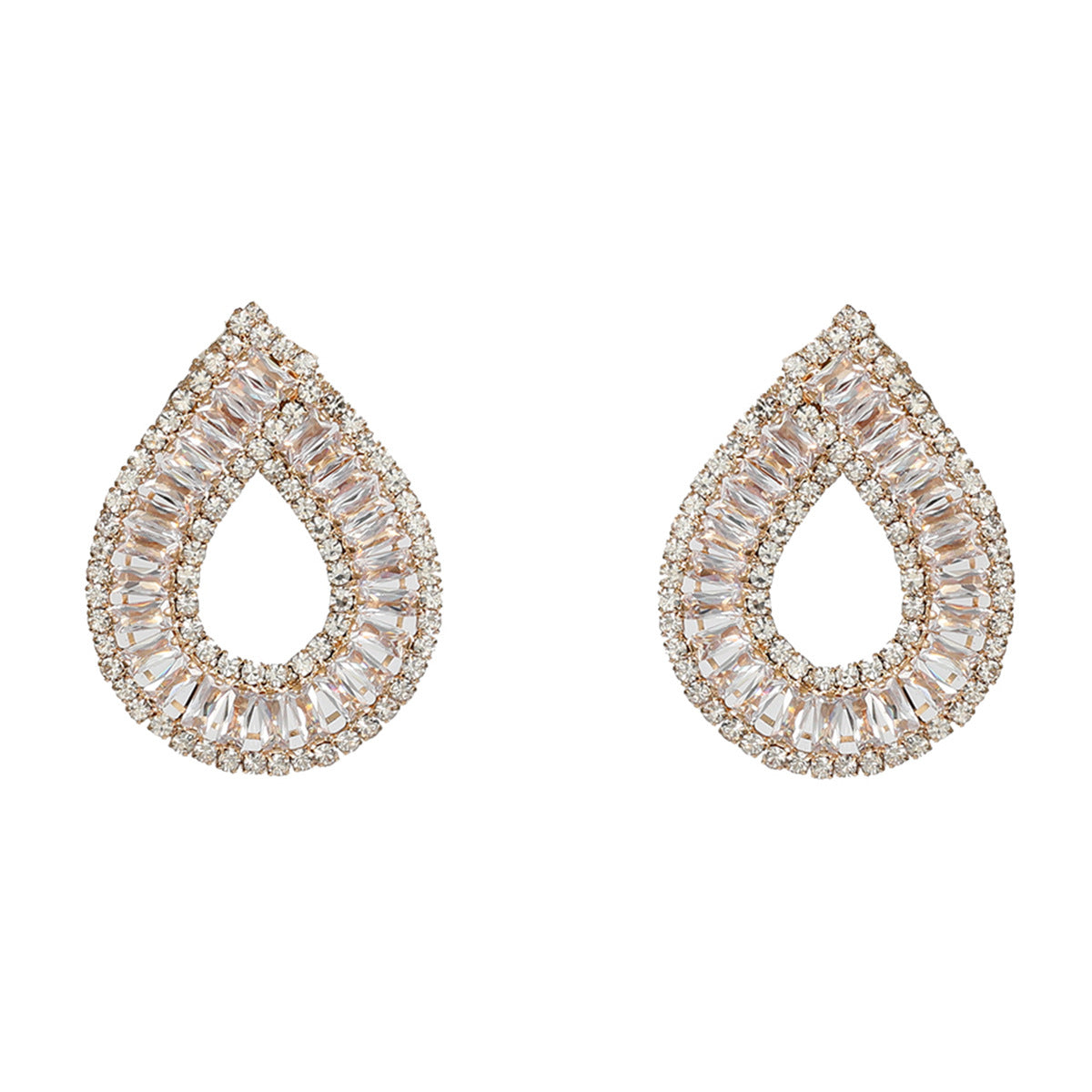 Women's Copper Studded With Zircon Water Drop-shaped Earrings