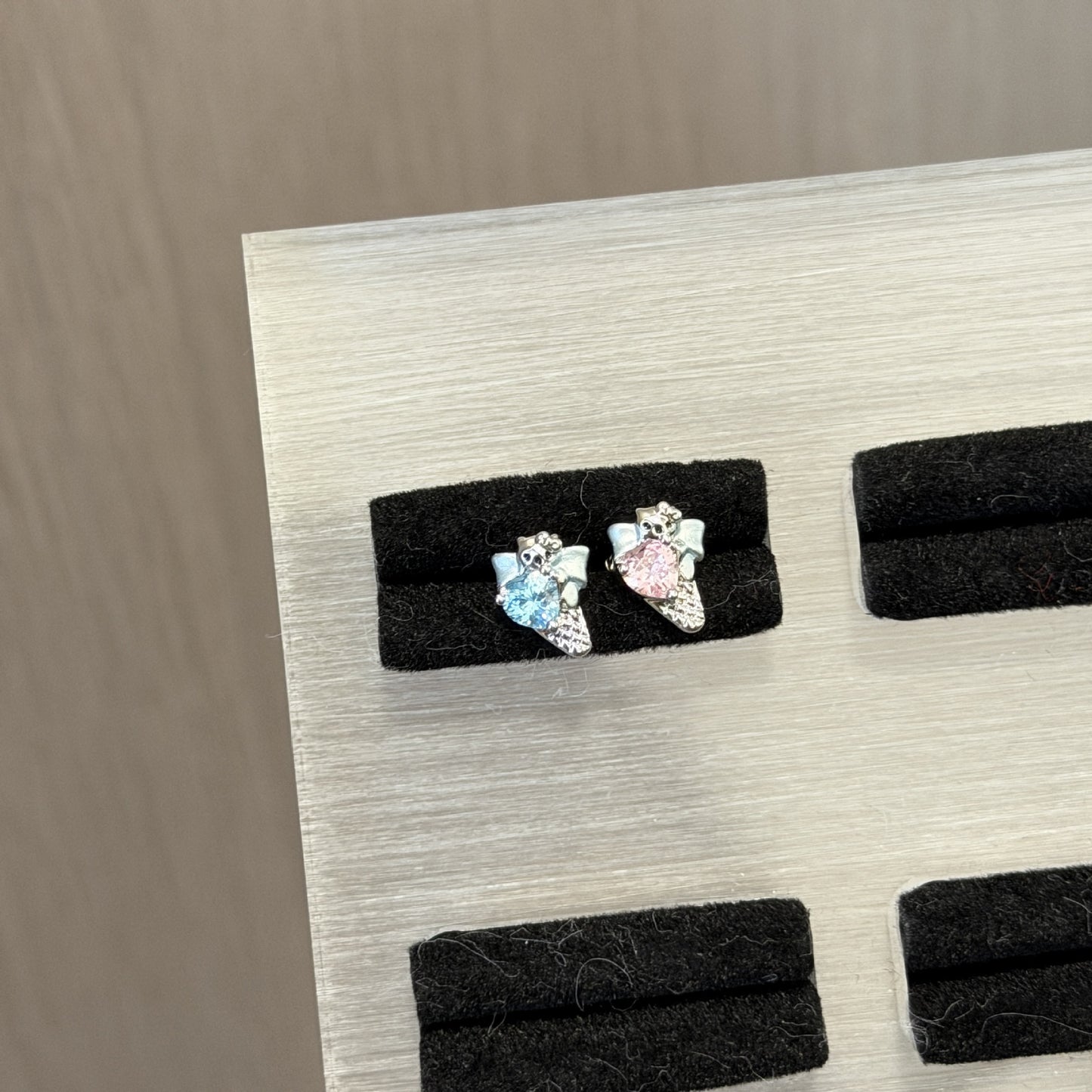 Ice Cream Cute Zircon Flat Titanium Steel Ear Stud Earrings