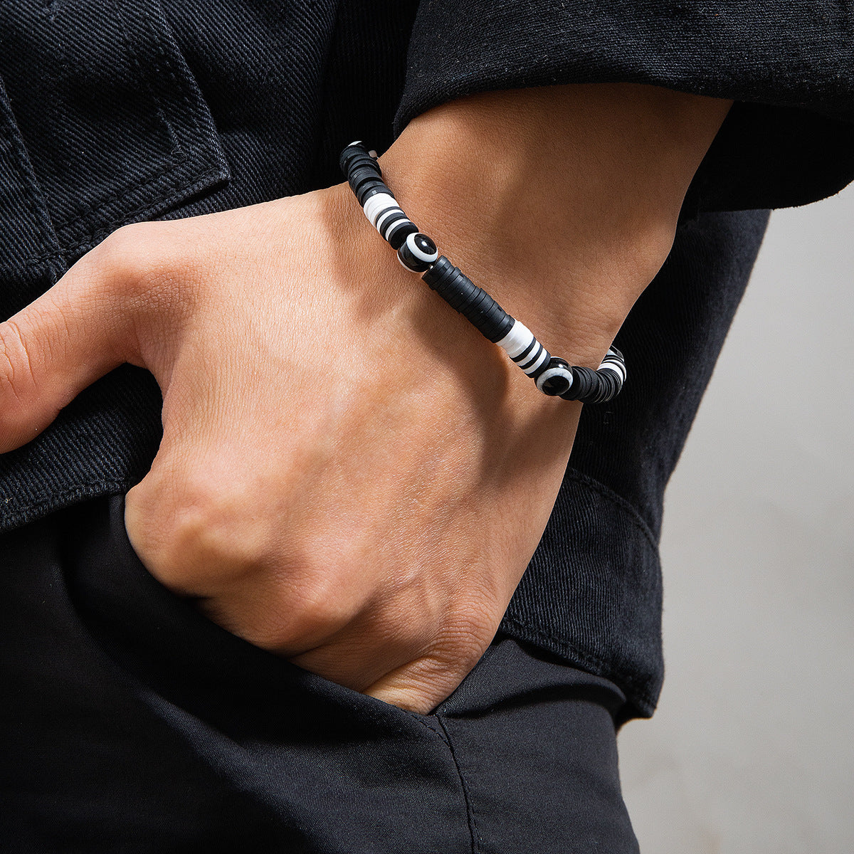 Bracelets de style simple en argile polymère et acrylique pour hommes