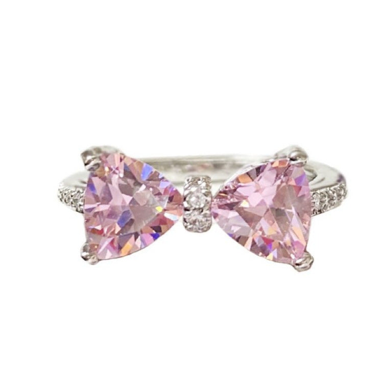 Bowknot Exquisite Sweet French Open Zircon Rings