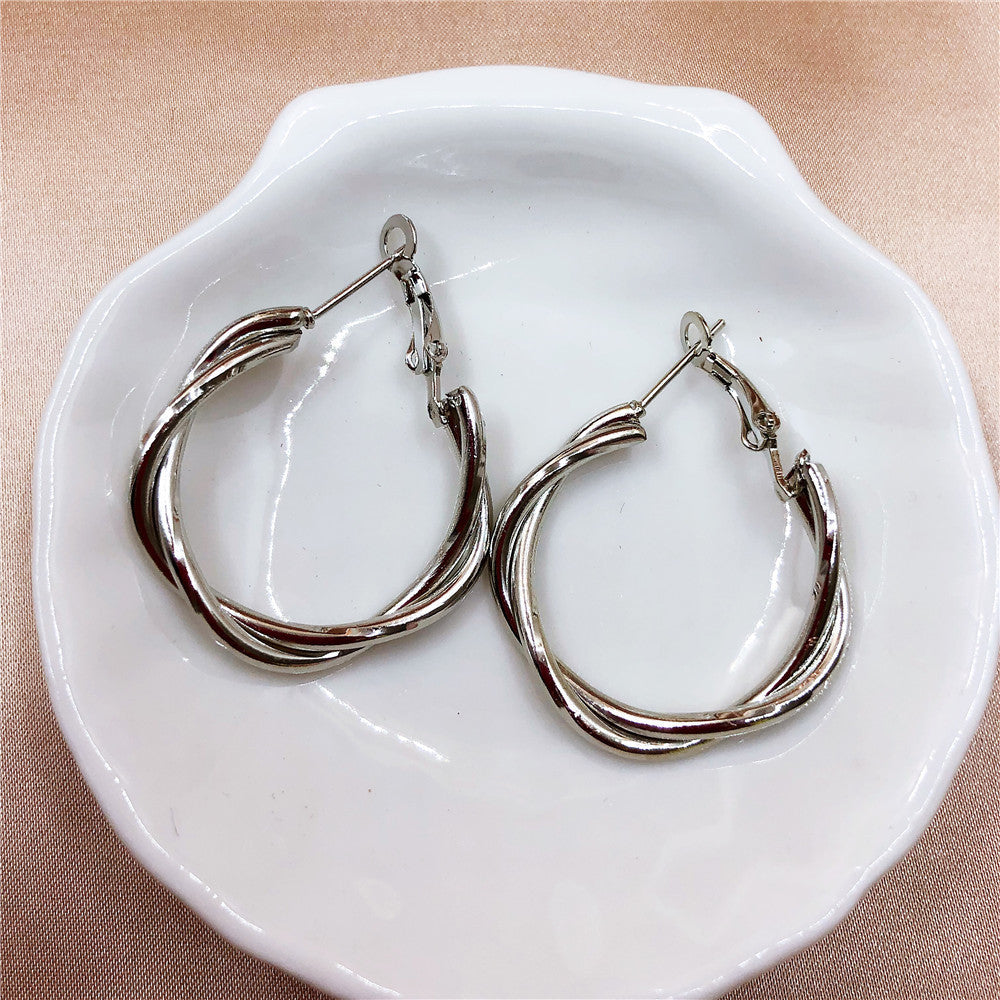 Women's Simple Graceful Twist Niche Bag Personalized Wild Earrings