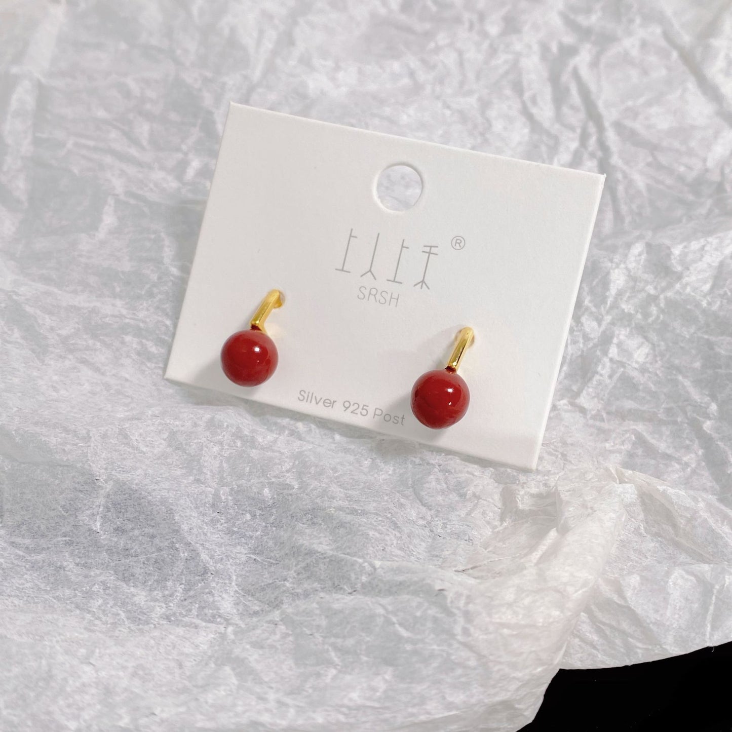 Boucles d'oreilles élégantes de Style coréen avec aiguille en perle rouge pour femmes