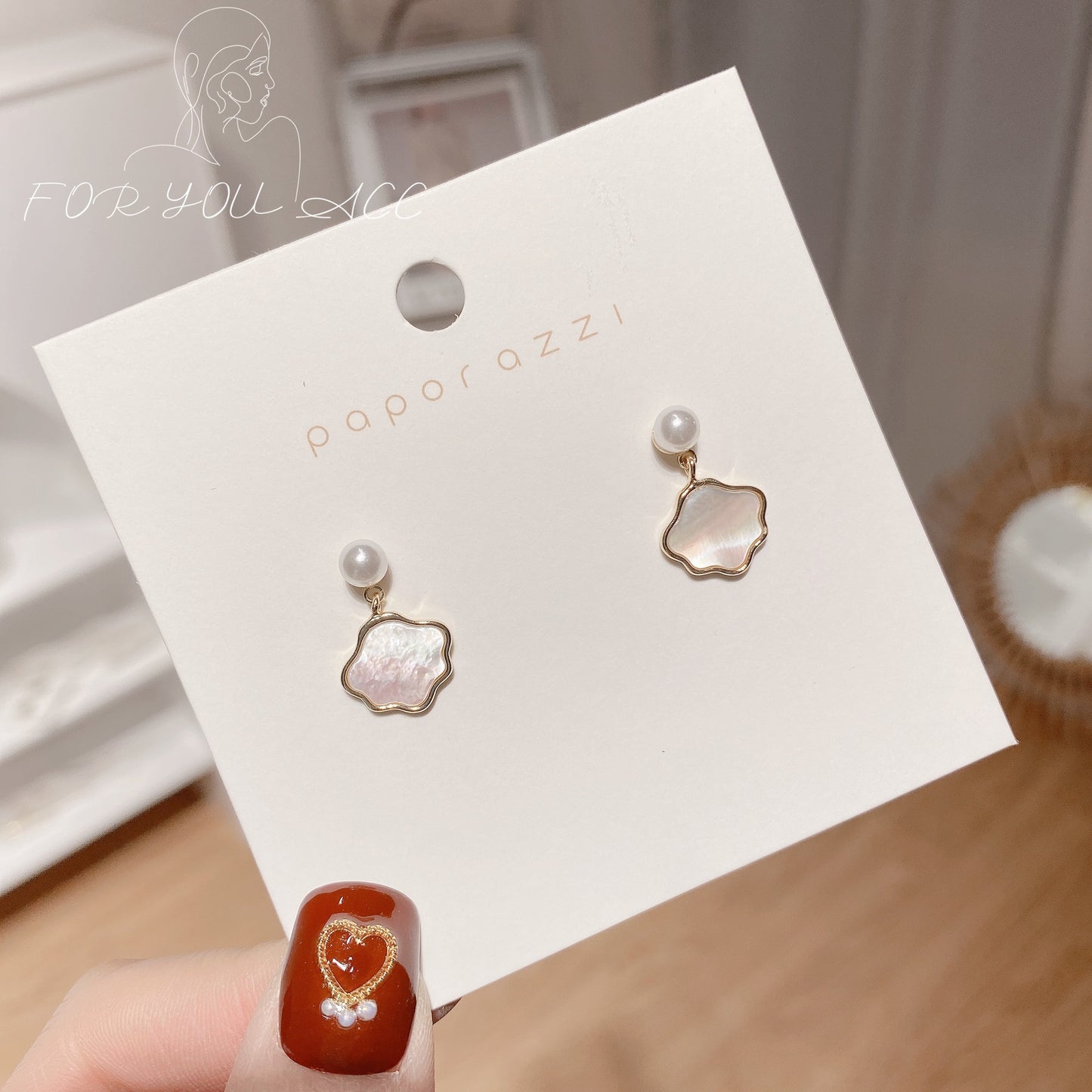 Personality Pearl Female Temperament Sier Pin Earrings