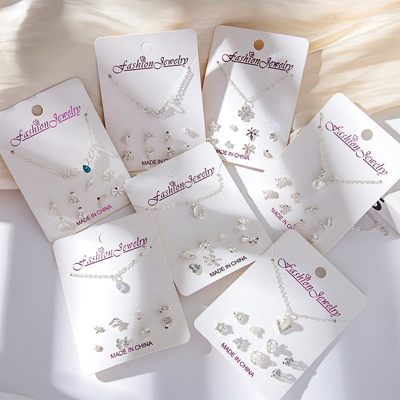 Women's Earings Pairs Simple Sweet Combination Weekly Jewelry Set