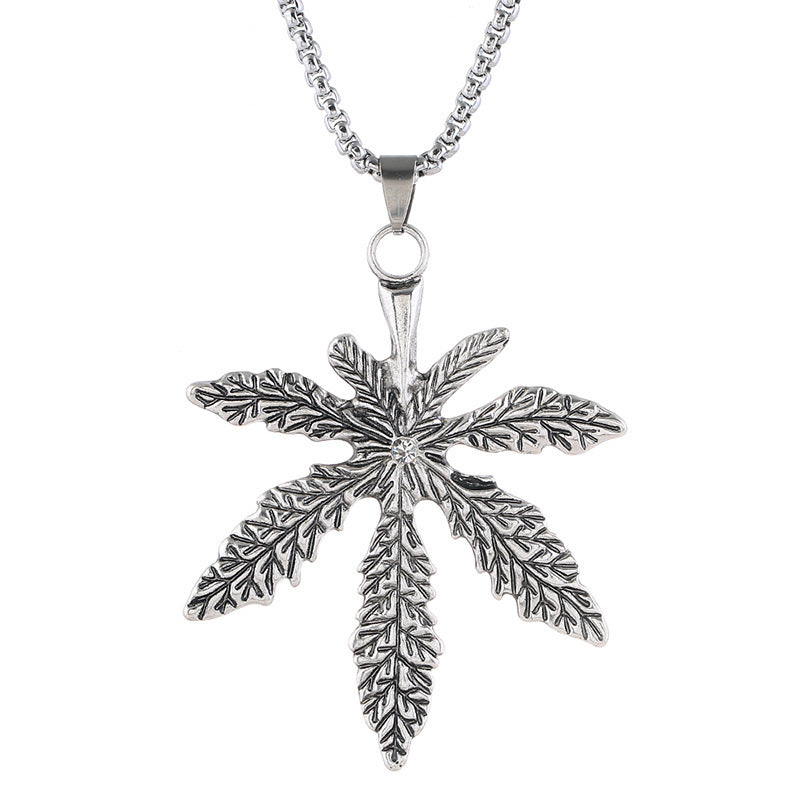 Men's Spot Drill Maple Leaf Versatile Fashionmonger Personalized Clothing Necklaces