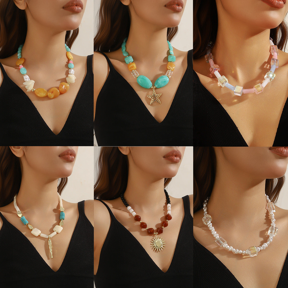 Acrylic Bead Bohemian Crystal Niche High-grade Necklace