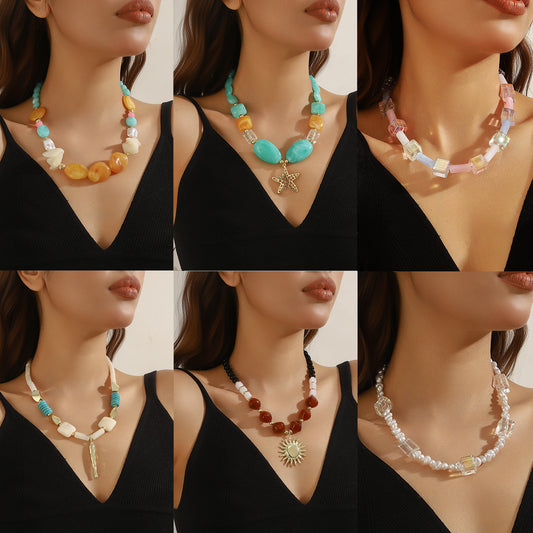 Acrylic Bead Bohemian Crystal Niche High-grade Necklace