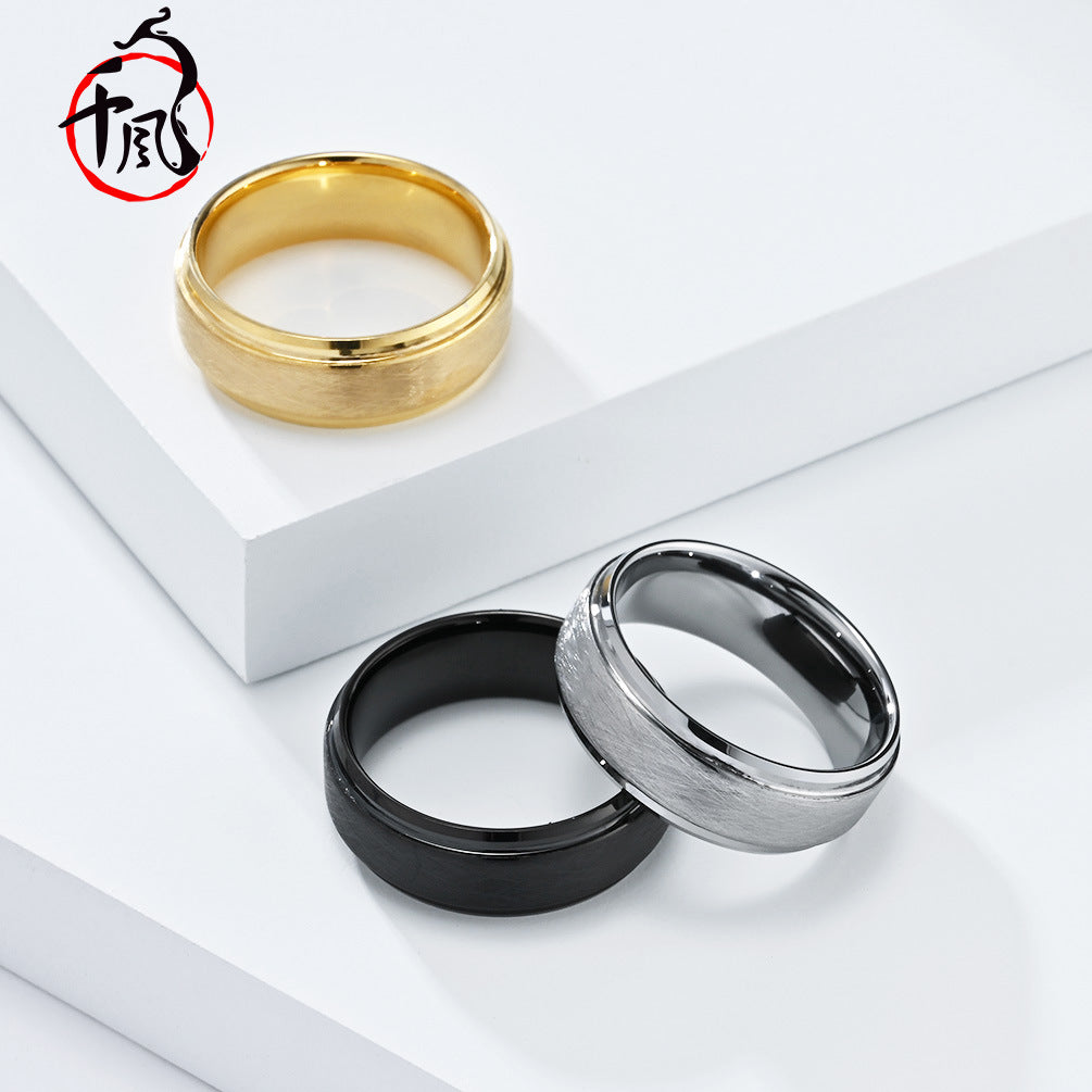 Men's Tungsten Steel Simple High Sense Gold Rings