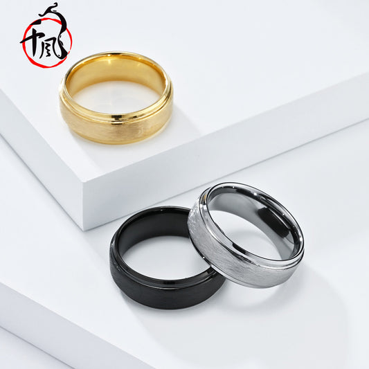 Men's Tungsten Steel Simple High Sense Gold Rings