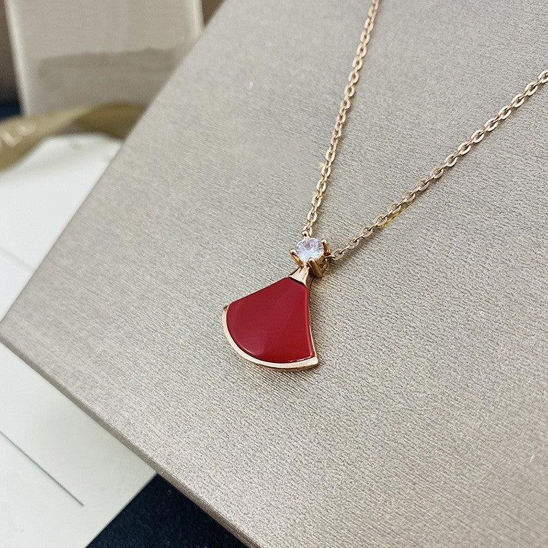 Version Red Agate Clavicle Chain Titanium Steel Rose Necklaces