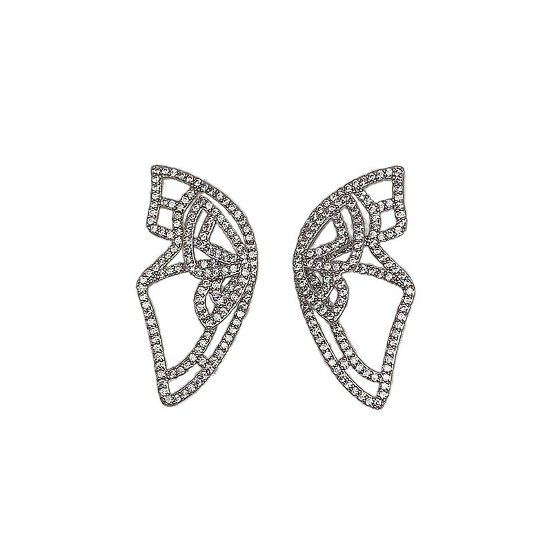 Sier Female Butterfly Element Ornament Dance Earrings