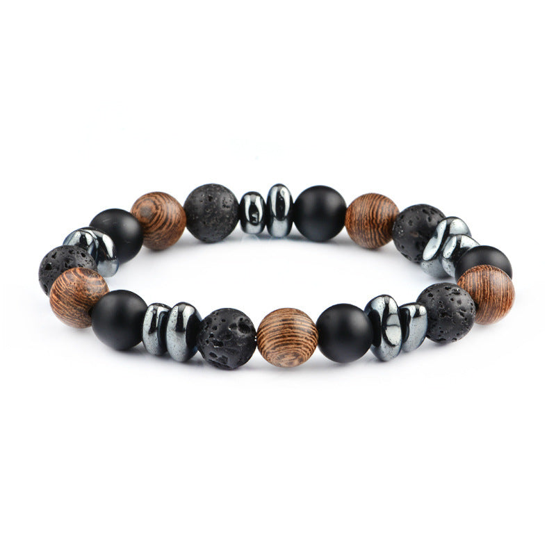 Stone Male Green Stripes Agate Beads Bracelets