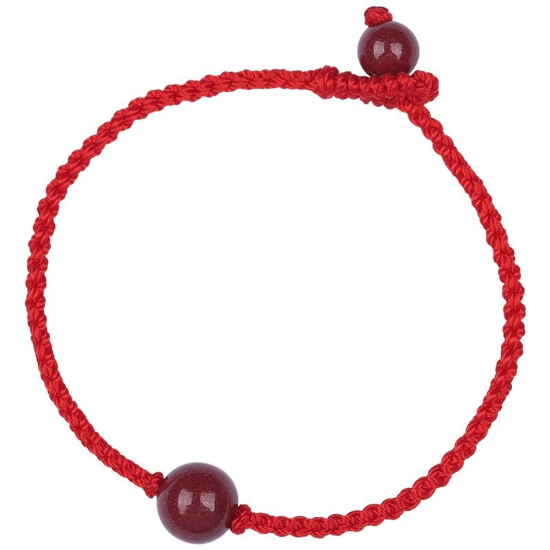 Bracelets tissés à la main pour hommes, minerai brut, corde rouge, vie féminine, lapin