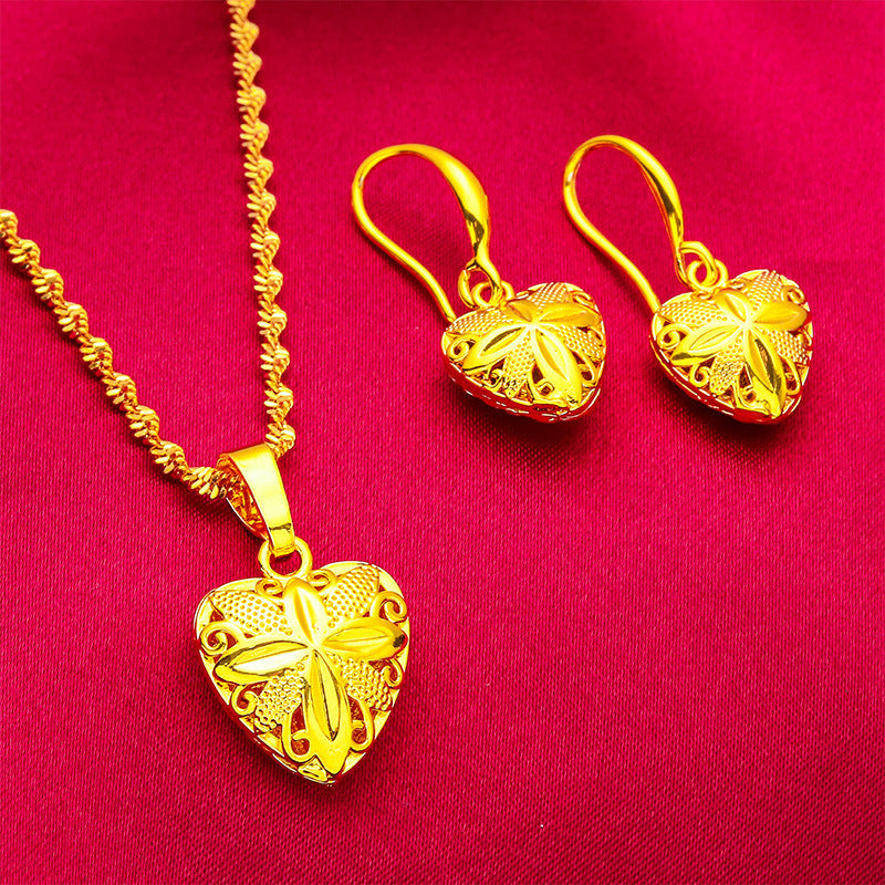 Women's Placer Gold Sand Love Water Ripple Fashion Necklaces