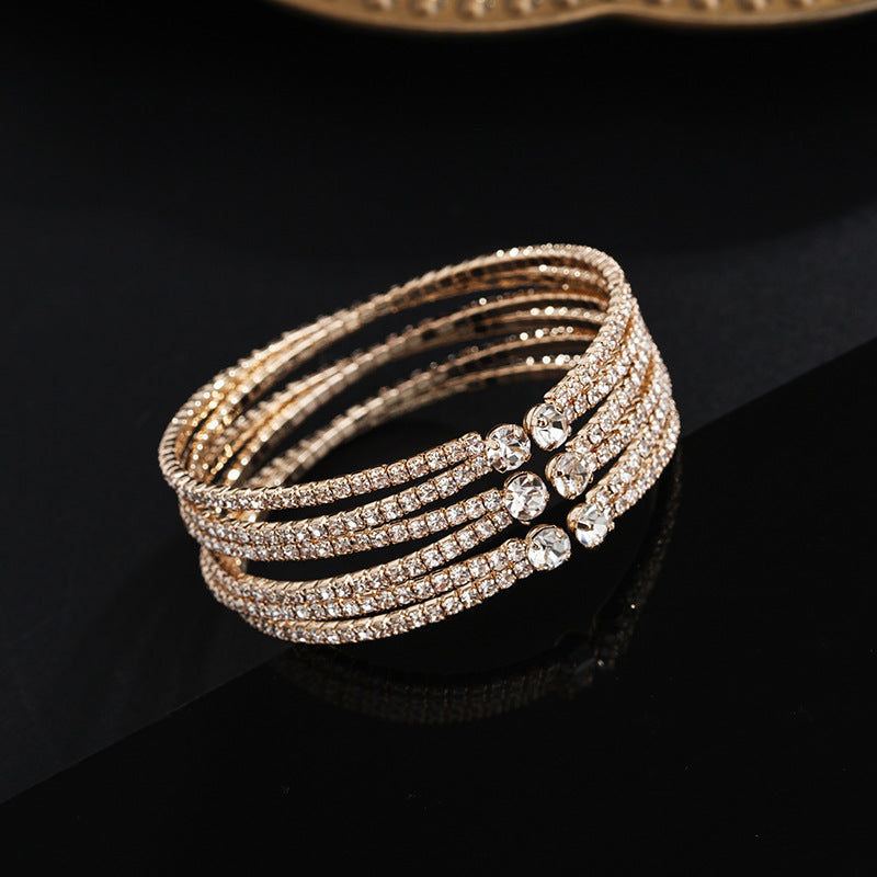 Steel Wire Wide Open Cross Elastic Combination Bracelets