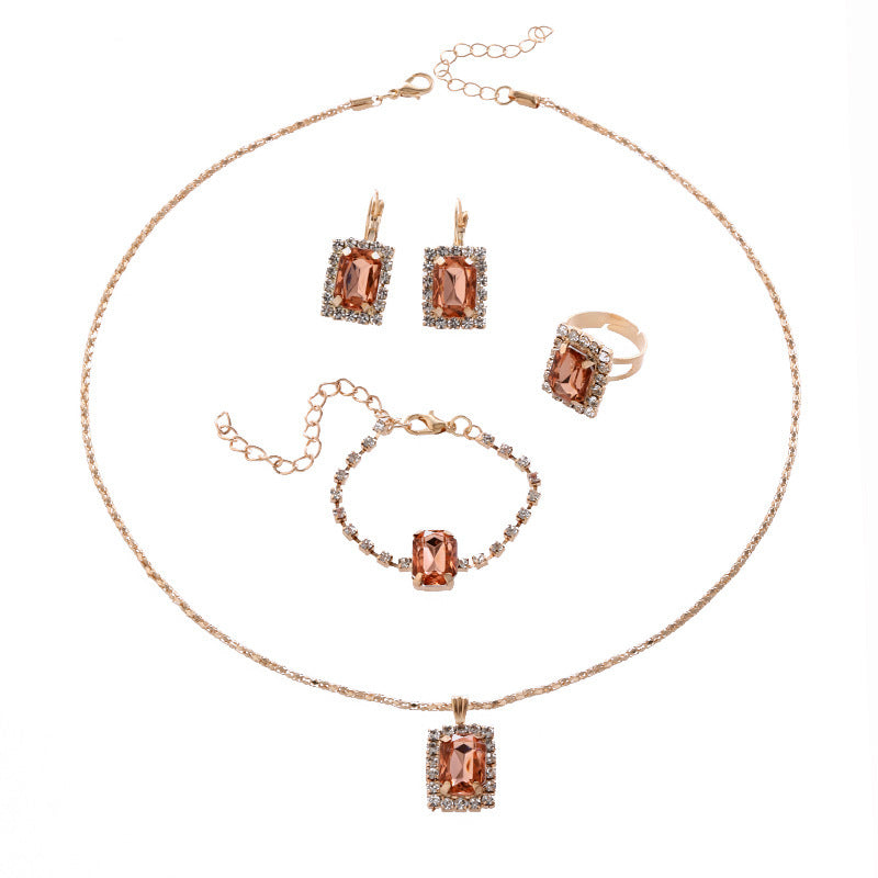 Women's Rhinestone Fashion Diamond Geometric Square Bridal Earrings